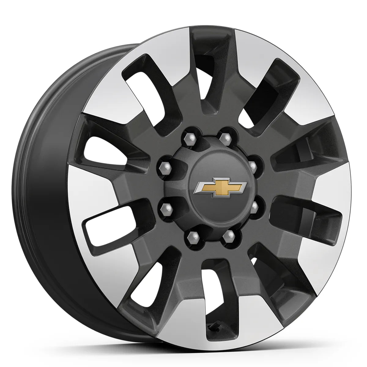 A 20-inch 10-spoke machined aluminum wheel with Grazen Metallic finish, featuring a Chevrolet bowtie logo in the center.