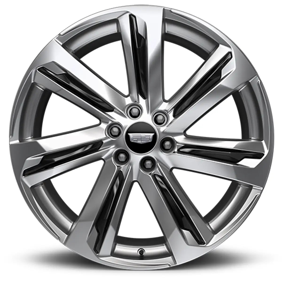 Chrome car wheel rim on a white background
