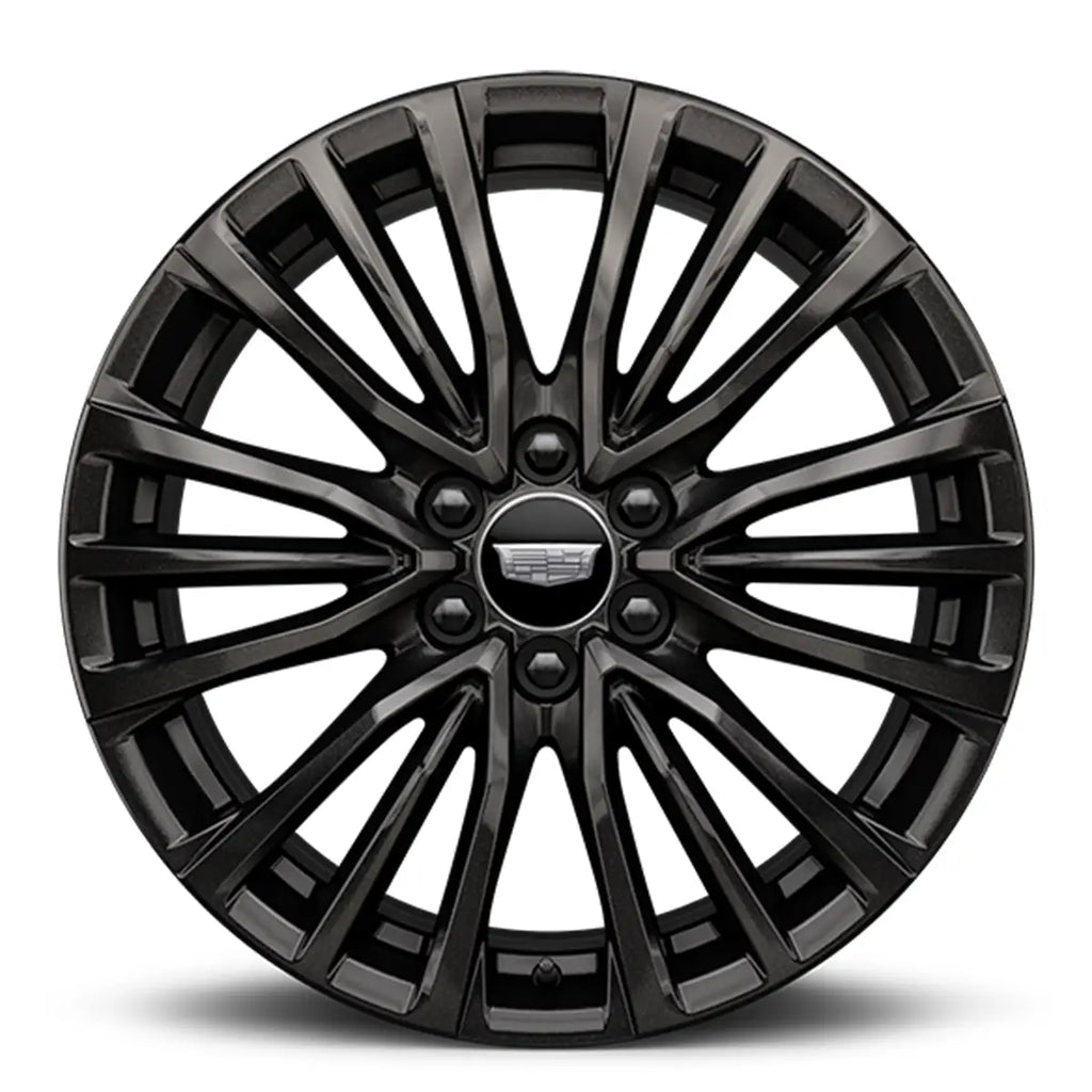 Black alloy wheel on a white background